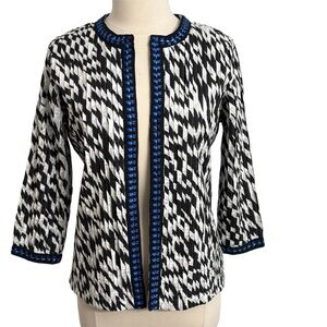 A La Carte Women's Pleated Open Front  Accordion Pleated Jacket, Black and White